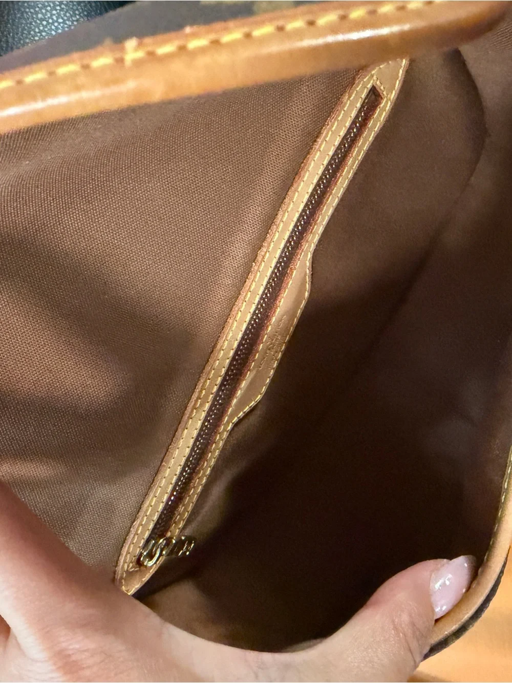 Louis Vuitton Monogram Canvas Shoulder Bag with Tan Trim